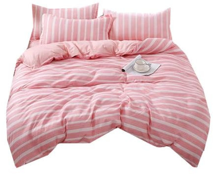Odot Bettwäsche Set 4 Teilig Bettbezug Set 2 Personen, Geometrisch Kinder Kopfkissenbezüge, Bettdeckenbezug und Bettlaken Reißverschluss mit Weich und Hypoallergen (180 * 220cm,Rosa)