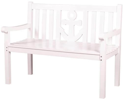 bene living Mahagoni Gartenbank Anker 120 cm - weiß