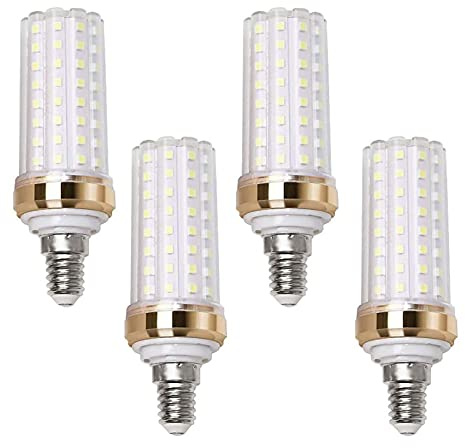 Lxcom Lighting E14 20W LED Candelabra Light Bulb (4 Pack)- 2835 SMD 88 LEDs 150 Watt Equivalent Daylight White 6000K LED Corn Light Bulbs E14 Base Lamp 1500LM for Home Lighting, AC85-265V