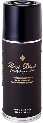 Boot Black - Suede Color Aerosol Spray - Color Renewal for Napped Leathers - Made in Japan (Navy Blue) 180ml