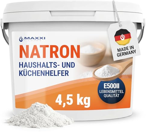 MAXXI CLEAN | 4,5 kg Natron Pulver | Backpulver für Küche, Haushalt und Körper | geschmacksneutrales & hochreines Hausmittel zum Reinigen und Backen | Natriumhydrogencarbonat in Lebensmittelqualität