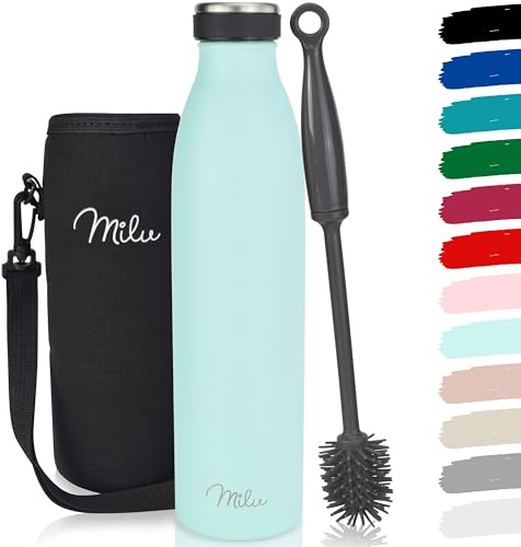 Milu Thermoflasche 350ml 500ml 750ml 1L 1,5L Isolierte Edelstahl Trinkflasche, Thermoskanne Auslaufsichere Isolierflasche doppelwandig für heiße und kalte Getränke, Kohlensäure geeignet (Mint, 500ml)
