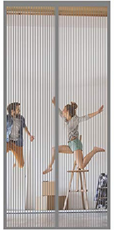 Fliegengitter Magnet 70x220cm Schließen Insektenschutz Magnetischer Fliegenvorhang Easy Install - Ohne Bohren für Holz, Eisen, Aluminium Türen und Balkon, Grau A