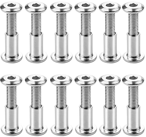 24Pezzi M6 * 20mm Vite a Testa Esagonale Svasata Piatta Chiodi con Dado Abbinato Argento Con Dado a Testa Esagonale Svasata Piatta Viti Viti a Brugola in 304 Acciaio Inox per Armadio