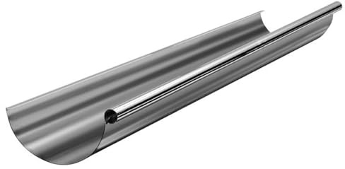 ZAMBELLI Dachrinne halbrund RG250, 2m Silber Zink | Verzinkte Stahl Regenrinne für Pavillon, Gartenhaus & Carport, Dachentwässerung ohne Löten