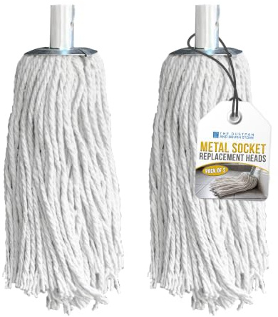 Pack of 2 PY.10 Pure Yarn Cotton Mop Head Replacement With Galvanised Socket - Heavy Duty for All-Around Floor Cleaning