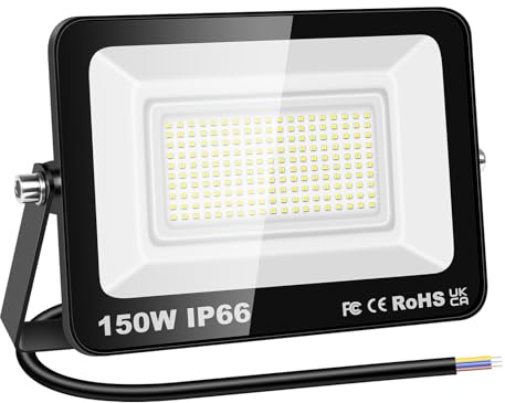RIGIDON 2x 150W 15000lm projecteur d'extérieur led, 6000K blanc froid | sans prise, luminaire exterieur, IP66 étanche, éclairage de sécurité lampe, pour patio garage terrasse jardin chantier