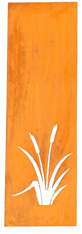 D&L Lasertec Edelrost Garten Sichtschutzwand Metall 160x50 cm Schilf Gräser inkl. Bodenanker