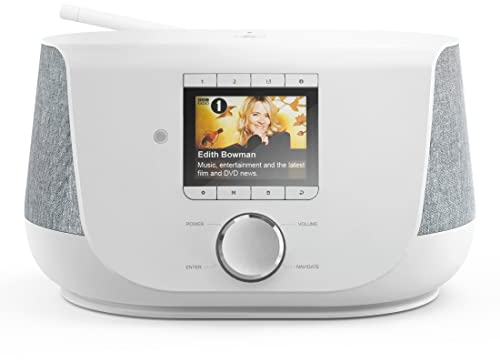 Hama DAB+ Digitalradio Internetradio (Smart Radio mit 2-Wege-Lautsprecher & Handy-Ladefunktion, WLAN/DAB/DAB+/FM, Bluetooth/Spotify Streaming, Stationstasten, Radio-Wecker, App) Internet-Radio weiß