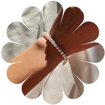 Aneneiceera Boho Perlenarmband, Goldarmband, Braut, Hochzeit, Perlenarmband, minimalistisch, himmlisch, modisch, Handkette, Schmuck, Brautjungferngeschenke für Frauen und Mädchen