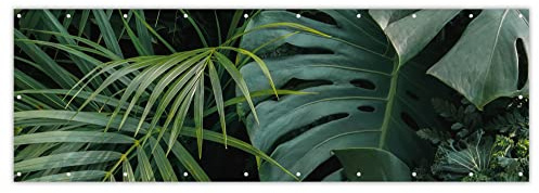 MuchoWow® Balkon Sichtschutz Sichtschutzmatte Balkonbanner Abdeckung für Terrasse Balkon Windschutz Blickdicht Wetterfest 300x90 cm Pflanzen - Dschungel - Blätter - Tropisch