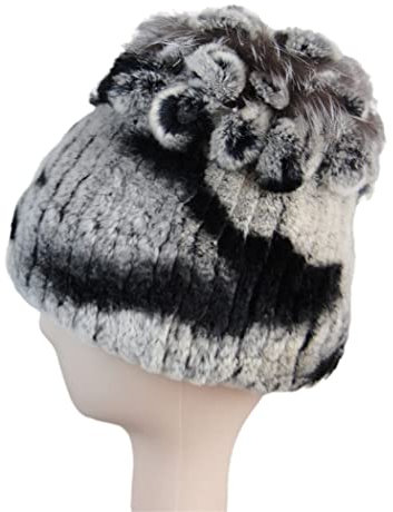 keusyoi Fellmützen für Frauen Winter Fell Strickmütze Damen Warm Schneemützen Damen Elegant Beanies Cap