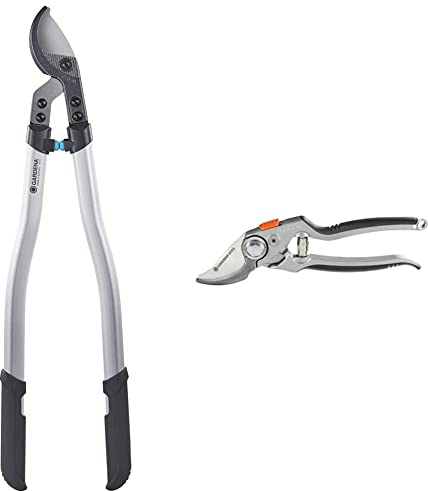 Gardena Premium Astschere 700B: Bypass Baumschere für schonenden exakten Beschnitt von Pflanzen & Alu-Gartenschere B+/L: Premium Bypass Astschere für stärkere Äste und Zweige robuste Alugriffe
