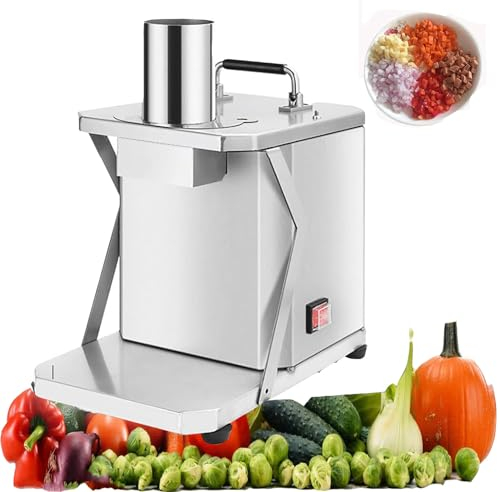 JIANGSS Cortadora eléctrica de Frutas y Verduras, picadora Comercial de Verduras de 200 W, cortadora de Frutas de Calibre 7 cm, con Cuchillas de 8/10/12/15 mm para Uso doméstico y Comercial,10mm
