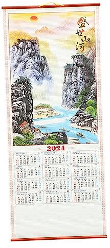 EXCEART Chinesischer Wandrollenkalender Großes Format Hängend Traditioneller Drachenjahreskalender Wiederverwendbares Papier Wohnzimmerdekoration Neujahr