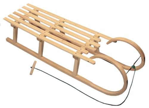 BambiniWelt by Rafael K. Slitta in legno per bambini, slitta da neve con corda di trazione, 120 cm