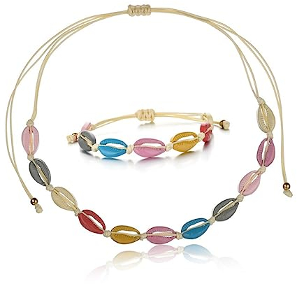 PACKOVE Epoxid Farbige Muscheln Armband Geflochten Schmuck Damen Handgestrickt Bunt Natürliches Muschel Motiv Legierung Dekoration Geschenk