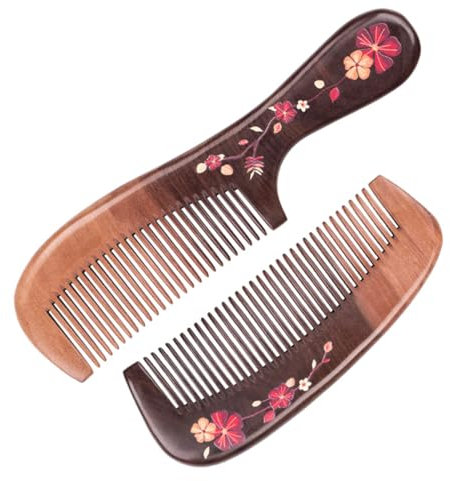 Beavorty 2 Peines Estáticos Para El Cabello De Madera Natural Para El Cuero Cabelludo Con Diseño De Estilo Retro.