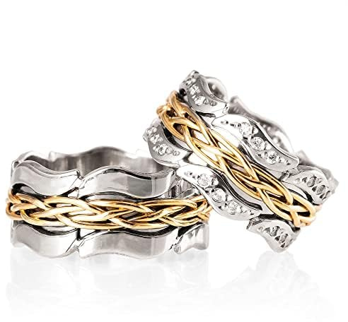 Ensembles de bagues de mariage en argent Sterling 925, personnalisé pour hommes et femmes