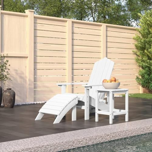 Rantry Adirondack-Gartenstuhl mit Hocker & Tisch HDPE Weiß Gartenmöbel Model3095708