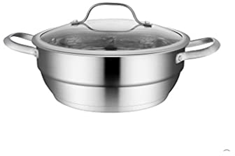 ANSNOW Olla de Sopa Espesada para el Hogar, Vaporera Pequeña de Acero Inoxidable, Capa de Olla Caliente, Olla para Bollos Al Vapor, Cocina de Inducción de Gas