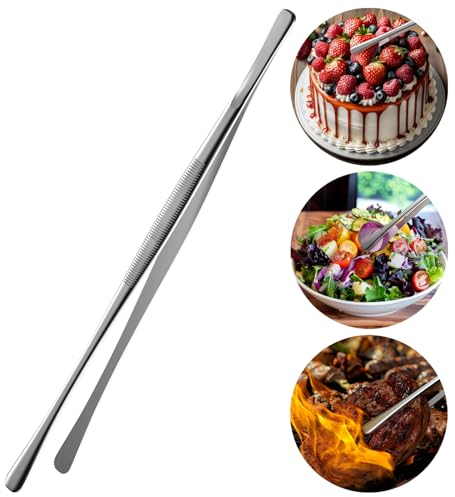 Kochpinzette aus Edelstahl Lang 30CM, Professionelle Kochpinzette Grillpinzette Küchen, Zange Pinzette für Kochen Grillen und Backen, BBQ Barbecue Tweezers