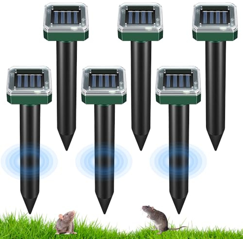 Hojalis 6Pcs Répulsif Taupe Solaire, Anti Taupe Ultrason Solaire, Répulsif Taupe Ultrason Solaire, Anti Taupe Solaire avec Ip65 Imperméable, pour Taupes, Serpents, Campagnols Et Autres Animaux (6Pcs)