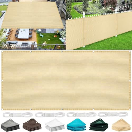 Voile d'ombrage Rectangulaire 75 x 150 cm UV Protection Rideau de Soleil Filet Dombrage avec Oeillets et Cordons Brise Vent pour Terrasse Jardin Balcon Camping, Couleur Crème