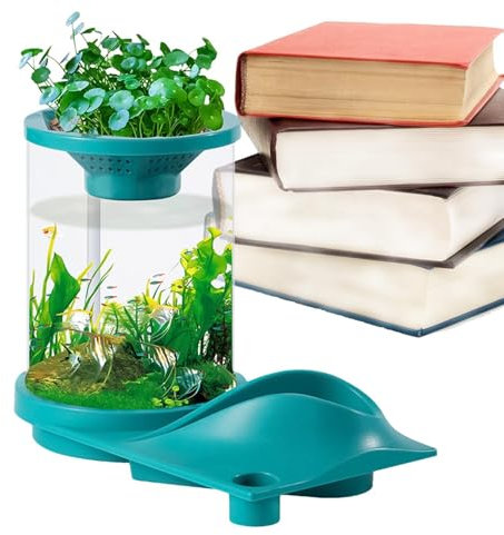 Kleines Aquarium, durchscheinendes Aquarium mit Filtersystem, kleines aquaponisches Hydrokultur-Aquarium-Ökosystem für Zuhause, Fischgeschäft, Wohnung, Arbeitsplatz