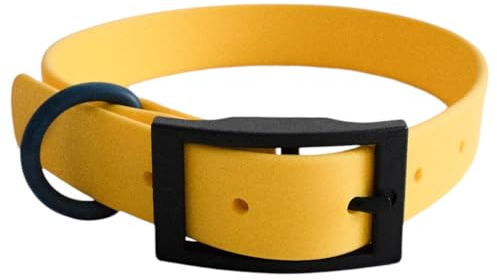 Hundehalsband aus Biothane, abwaschbar, geruchsneutral und pflegeleicht für kleine bis mittelgroße Hunde (Gelb, M)