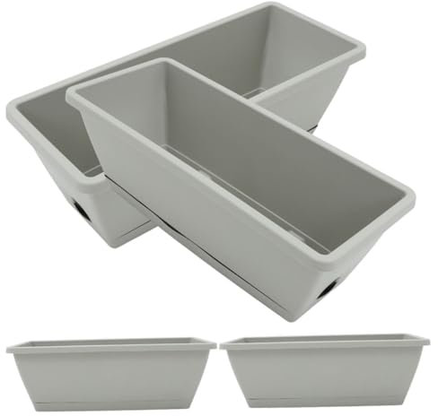 CANIGHT 4piezas Maceta Rectangular para Ventana Jardinera para Cultivar Verduras y Flores De Incluye Drenaje Uso Interior y Exterior