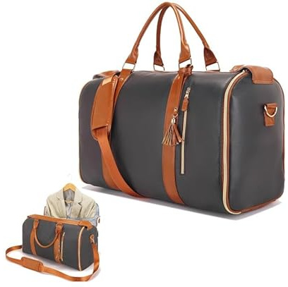 Umwandelbare Kleidertasche für Reisen, große Reisetasche aus PU-Leder für Herren und Damen, wasserdichte Kleidersäcke für Reisen mit integrierter Schuhtasche, 3-in-1 Hängetasche, Koffer, Anzug,