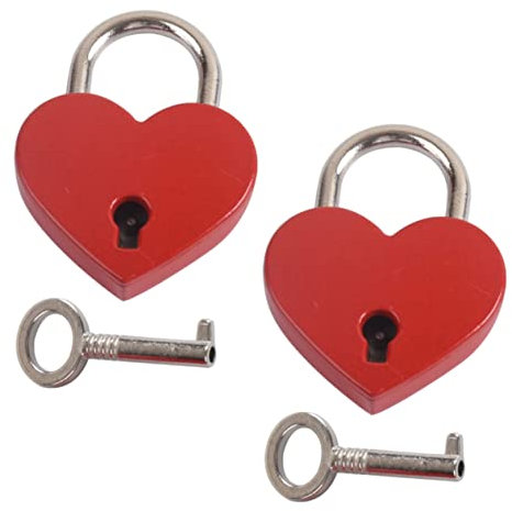 ETHZZLE 2sätze Kleines Herzschloss Mit Schlüssel Liebesschlösser in Herzform Kleine Vorhängeschlösser Für Koffer Schmuckschatullen Handtaschen Und Tagebücher