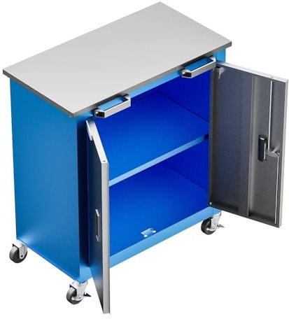 Tool Chest with Drawers Lockable Rolling Tool Box with Wheels Toolbox Organizer for Garage Warehouse Workshop Workshop Trolley for Small and Large Tools - Removable Swivel Wheels with Brakes