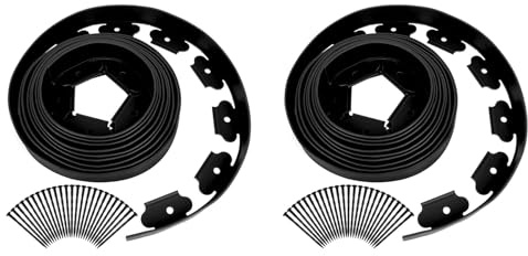 Booso 2X Bordures de Paysage, Bordures de Jardin de 16,4 Pieds avec 15 Piquets de Bordure, Bordures D'AméNagement Paysager en Caoutchouc pour Bordures de Jardin Noir
