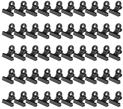 Taicols 50 Stück Kleine Bulldogge Büroklammern, Multi-function Binder Clip, 22mm Metall klammern, Metall Scharnier Clips Briefklemmer für Tags Taschen, Fotos, Zeichnungen, Kunsthandwerk (Schwarz)