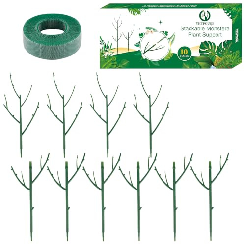 Yhtpouqe 10 Pack Stackable Monstera Plant Support, Garden Stakes for Climing Plants Stem Support, Durable Plant Accessories for Indoor Outdoor Potted Plants, Pothos, Vine, Flower Use