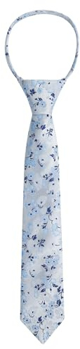 Alizeal Boys Unique Floral Tie and Pre-tied Adjustable Necktie for Kids, A-Light Blue
