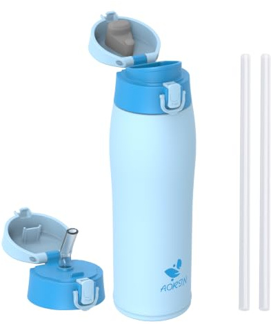AORIN Borraccia Termica, Borraccia in Acciaio Inox 18/8, 750ml Borraccia Bambini, Bottiglia Termica Senza BPA e Perdite, Thermos per Sport, Outdoor e Pendolarismo con 2 Coperchi | 2 tappi intercambiabili, caldo e freddo, acciaio inox 18/8 senza BPA, borraccia termica bambini, scuola e sport