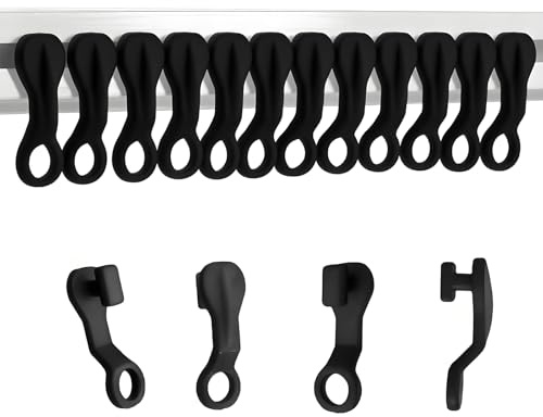Curtains Track Gliders,Curtain Spacers,Curtain Hooks, Curtain Rail Gliders, 100 Pcs Black Plastic Glider Hooks for Smooth Sliding, Universal Track Gliders for Home Office