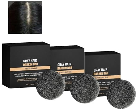 Jabón para revertir el cabello gris, jabón negro natural para la limpieza profunda del cabello para hombres y mujeres, cubre el cabello gris, hidrata las raíces del cabello (3 unidades)