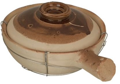 Gatuida Casserole Clay Pot with Handle 0.5l White Terracotta Stew Pot Multi-functional for Home Cooking Supplies and Rice Cooker