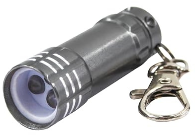Uni-Com Torcia portachiavi con moschettone – Portachiavi compatto a LED, alloggiamento in alluminio, batterie a lunga durata incluse per chiavi, borse, zaini, passanti per cintura