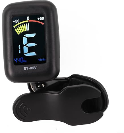 HEIBTENY Digitales chromatisches Stimmgerät für Violine, Cello, Viola Kontrabass – Clip-on elektronisches Saiteninstrument-Stimmgerät mit 360° drehbarem Design und A0-C8 Stimmbereich