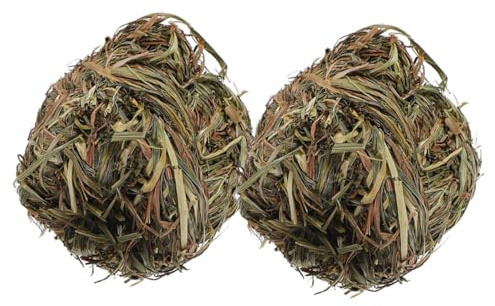 Mobestech 2 Stück Kleines Kauspielzeug aus Gras Hamster und Kleintiere Langlebige Sichere Zahnpflegebälle aus Natürlichem Material Leicht Kompakt für Meerschweinchen Sowie Kaninchen