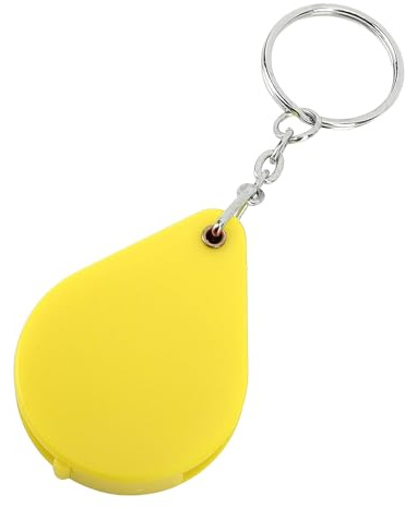 GOWENIC Taschen-Mini-Lupe, Schlüsselanhänger, 10-fache Vergrößerung, Tragbar, Leicht, Zum Lesen auf Reisen, Acryl, Kunststoff, Metall (Yellow)