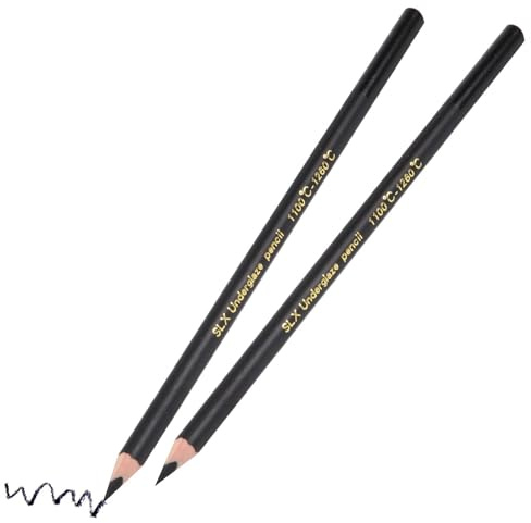 Bopfimer Lápices de colores profesionales pintados a mano de cerámica para decoración de cerámica y cerámica, lápices de imprimación bajo esmalte, 17 cm, negro, 2 unidades (a base de aceite)