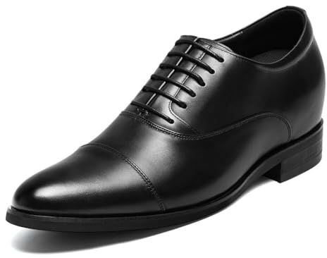 CHAMARIPA Elevator Chaussures pour homme | Chaussures d'affaires en cuir avec rehaussement invisible | Jusqu'à 9 cm de hauteur | Pour le bureau et les occasions formelles, Noir Y92h38 1, 42 EU