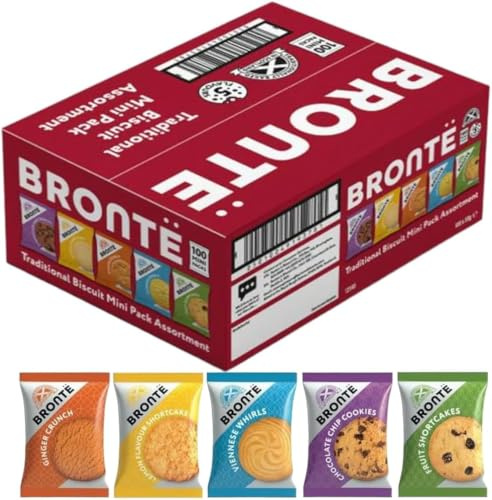Harrissen Select Brontë Biscuits – 100 Mini Packs Variety Box (20 Packs of Five Flavours, 1 Biscuit Per Pack) | Individually Wrapped Biscuits for Coffee, Tea, Office, Lunch Boxes & Hospitality