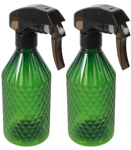 BELLIFFY 2pcs Continuous Spray Hair Mist Bottle with Steel Ball Refillable Fine Water Sprayer for Home Barber Salon Styling Portable Lightweight Green